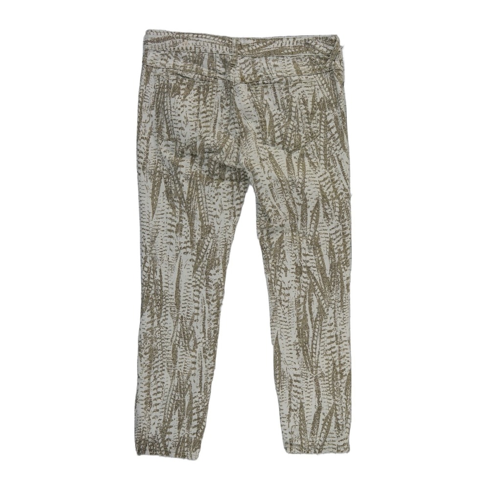 Free People Skinny Jeans Women's Size 29 Gold Metallic Leaf Print Ankle Zip Edgy - Picture 3 of 9